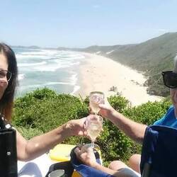 Peter and I enjoying one of our many picnics overlooking the stunning Brenton beach