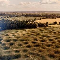 Visitor centre; picture of Grime's Graves from above