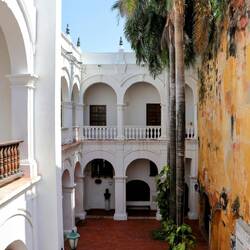 Inside Inquisition Palace. The Spanish colonial style is evident.