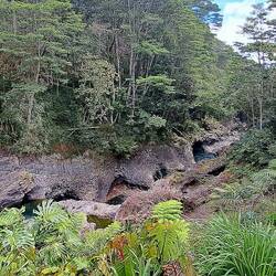 A little area upstream from the falls called Boiling Pots.