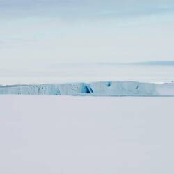 It's all white except for a bit of blue in the ice and sky — Weddell Sea, Antarctica.