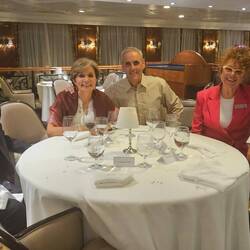 Dinner with Paul and Carolyn. We're minus DJ here; he was feeling the swells and had to lie down.