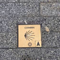 A Camino marker right in the middle of the city