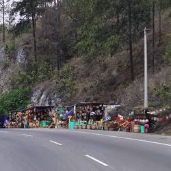 Man fährt hier besser auf der linken Spur; Nippesmarkt an der Autobahn