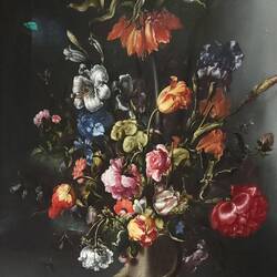 "Still Life of Flowers with Crown Imperial  Flowers with a Fritillary in a Stone Niche"