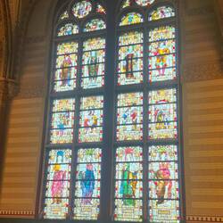 Glass windows in the Great Hall of the Rijksmuseum