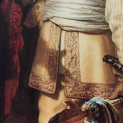 Detail of a figure from Rembrandt's The Night Watch.