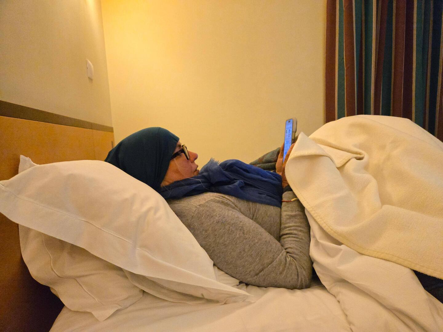 Poor lady can't get warm. Get well Jayme