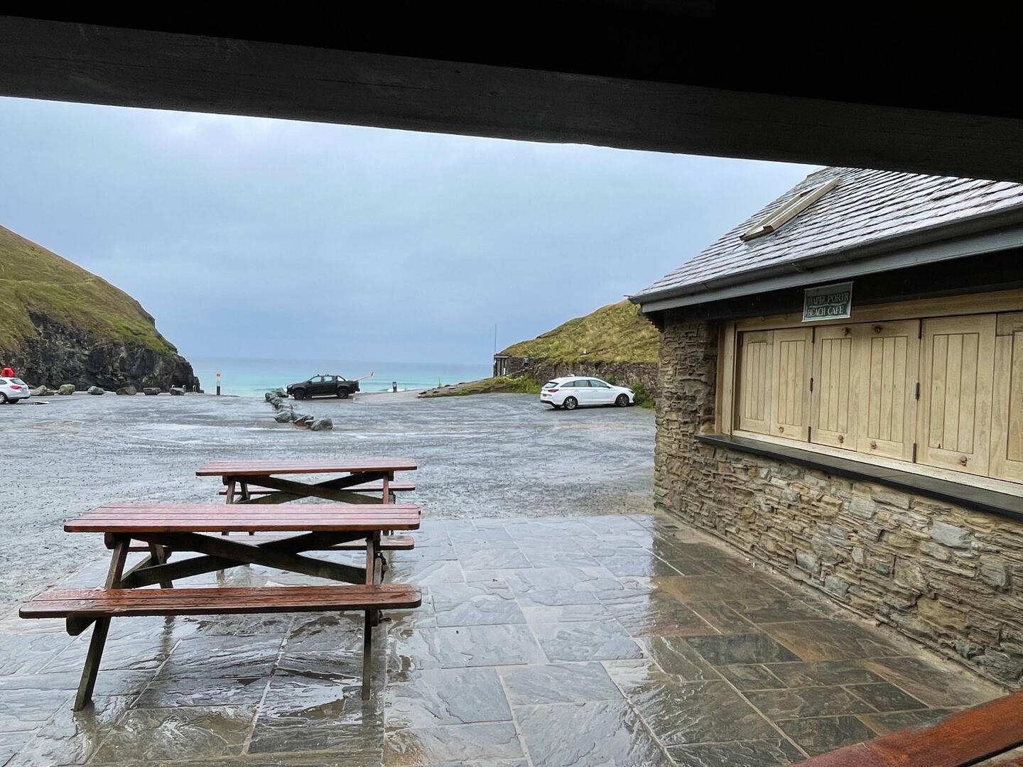 Chapel Porth - cafe was closed but found some shelter for a snack