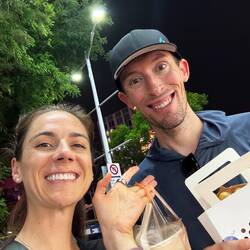 Us with our street food in the Ximending neighborhood