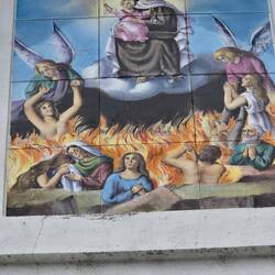 A mosaic depicting Mary and child