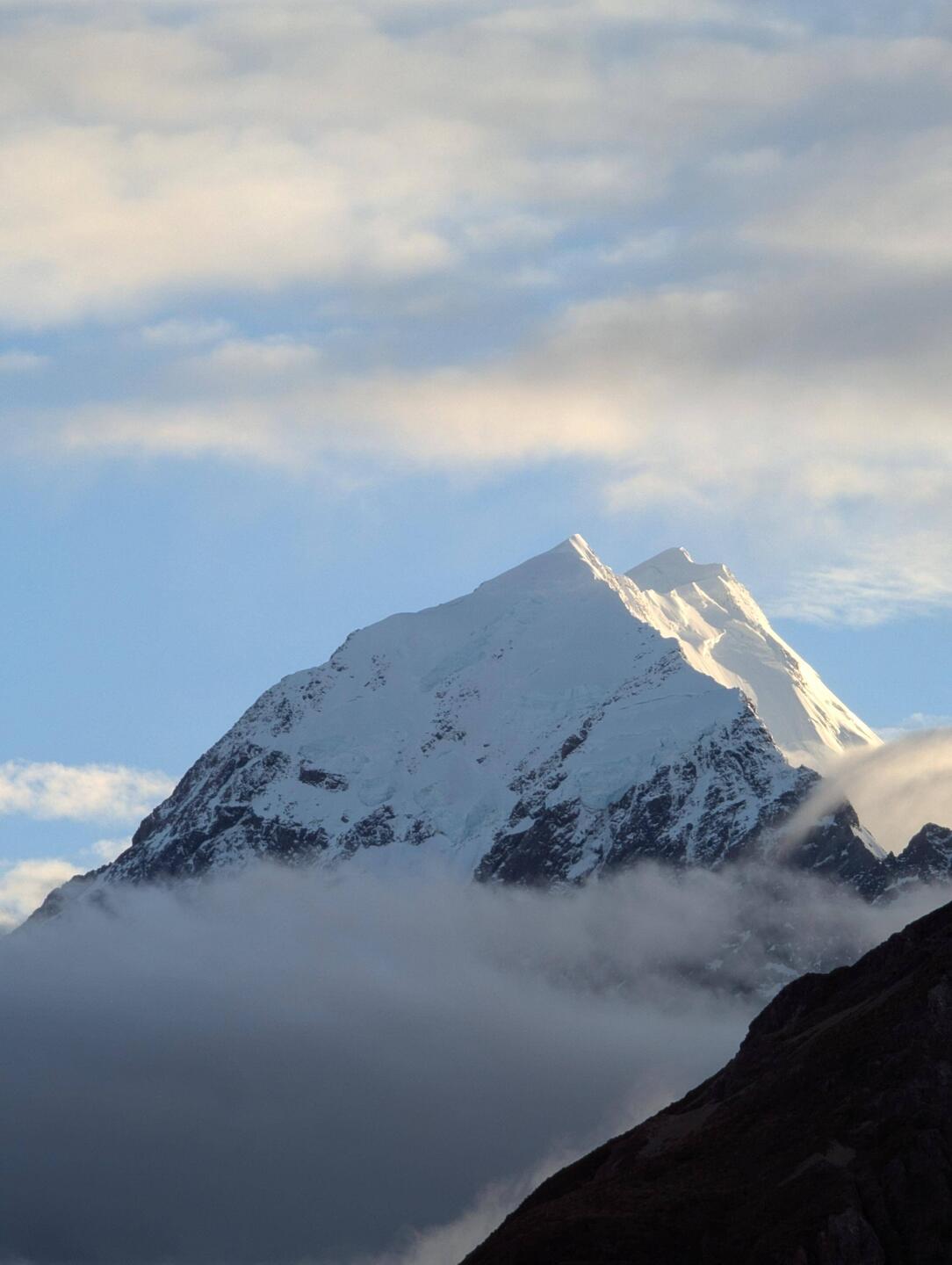 Mt Cook rising above the clouds