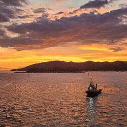 Sunset as we leave Kota Kinabalu.