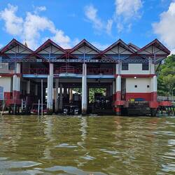 Fire station that faces both the water and the land.