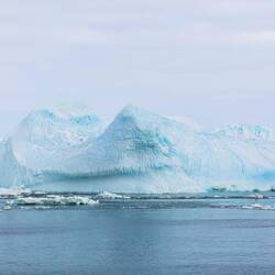 Cruising open water between the pack ice and the Riiser-Larsen Ice Shelf — Weddell Sea, Antarctica.