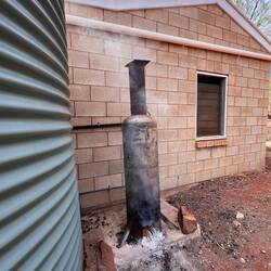 The donkey has been lit for our shower this morning