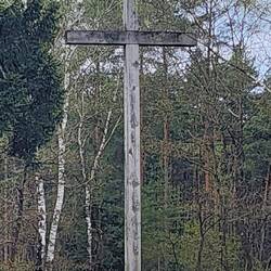 Polish Cross initially erected on September 25, 1945, by Polish survivors