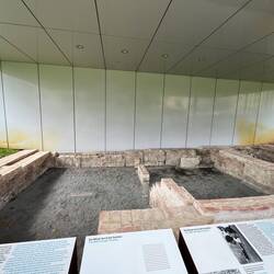 The excavated foundations of no 10 Bernauer Straße, one of many houses on the border line