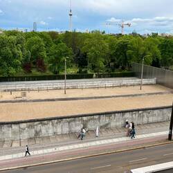 Looking down from the western side to the reconstructed border zone, as existed here in the 1980s