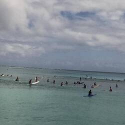 Surfers waiting for 'the wave'.