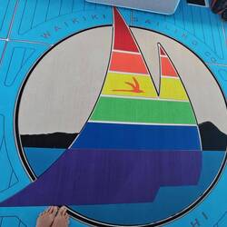 The floor of the catamaran.