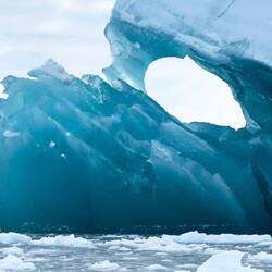 The blue berg with the window — Weddell Sea, Antarctica.