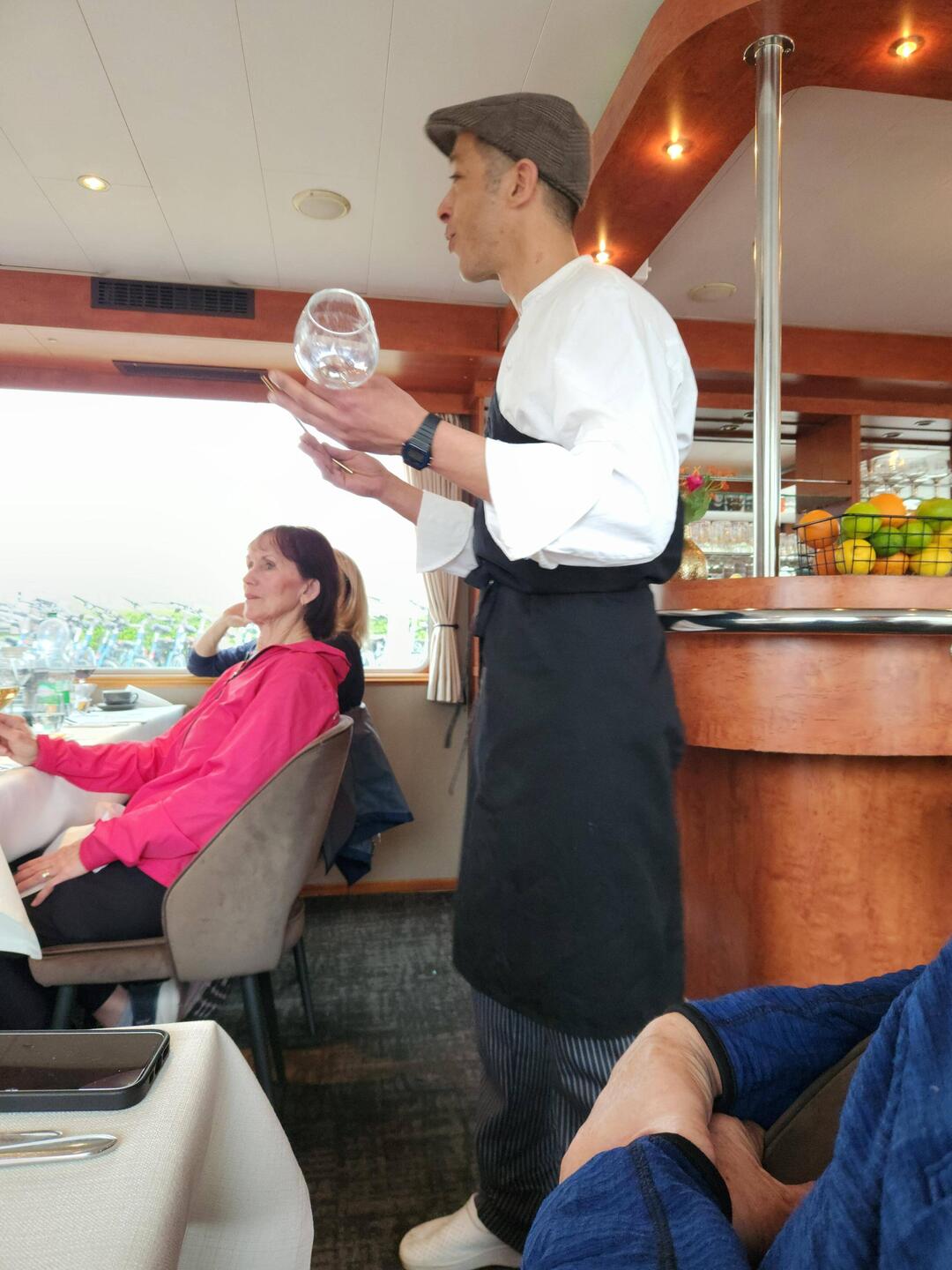 Our chef announcing our meal for dinner. He is from Tunisia