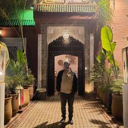 In front of the restaurant.