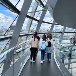 On the double helical ramps, one for going up and the other to descend