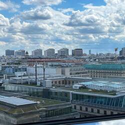 The green roof of the Adlon Hotel on Unter den Linden, and the 2 domed churches on Gendarmenmarkt