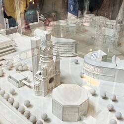 Model of the new church and square (none of the surrounding buildings survived)