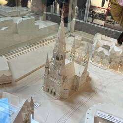 Model of the original church in its square