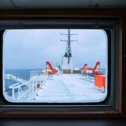 View of the aft viewing deck from the bridge ... Ortelius has an 'open bridge' policy.