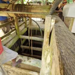 Men go down the ladder to mine moonstone