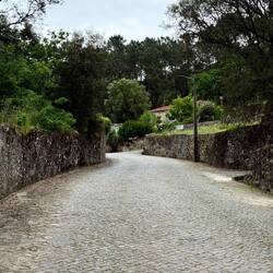 I love how the walls frame the cobblestone streets