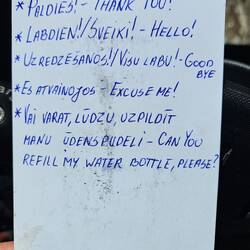 Eintrittskarte ins Lettische (von der netten Touristen-Informantin in Liepāja)