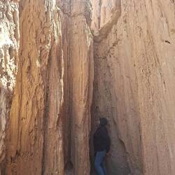 Admiring one of the shorter walls