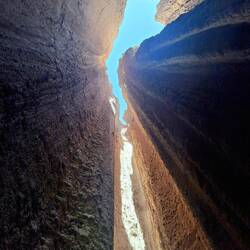 View straight up in one of the canyons