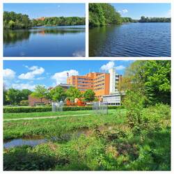 Freibad Wolfssee und BG Klinikum DU mit Hubschrauberlandeplatz
