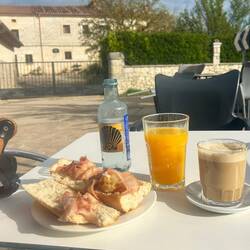 I'm getting used to these big fresh squeezed orange juices here!