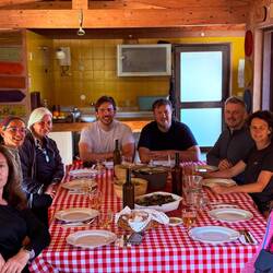 Communal dinner at the farm