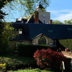You can see my 4th floor room up in the rafters of this country retreat