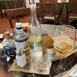 Zmittag (am 2) trattoria Campoleone Benevello. De Täller Spaghetti zur Wahl 100, 200, 300g, 20 Sauce