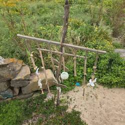Chimes someone made and hung along the boardwalk