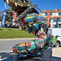A dragon made of recycled bottles