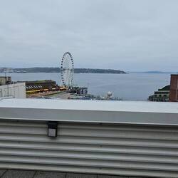 Our roof top view -- darned cloudy Seattle weather. 🫤