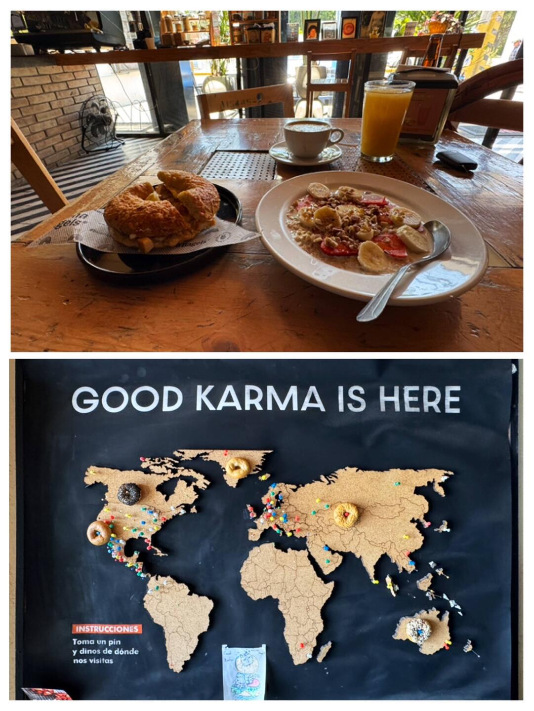 Mit der Frühstücksbestellung hat es heute schon besser geklappt. 😊 Der Laden heißt Karma Bagels 😎