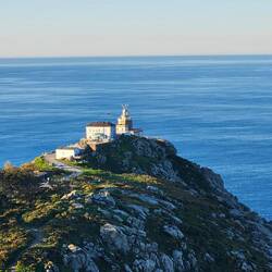 Climbing an alternate route above the cliff