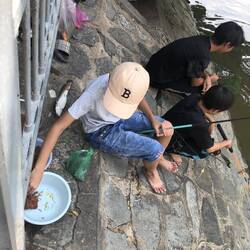 pêche sous la passerelle