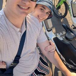 Rented a two seater bike! Bennett was very good at driving it. They have lots of nice bike paths :)